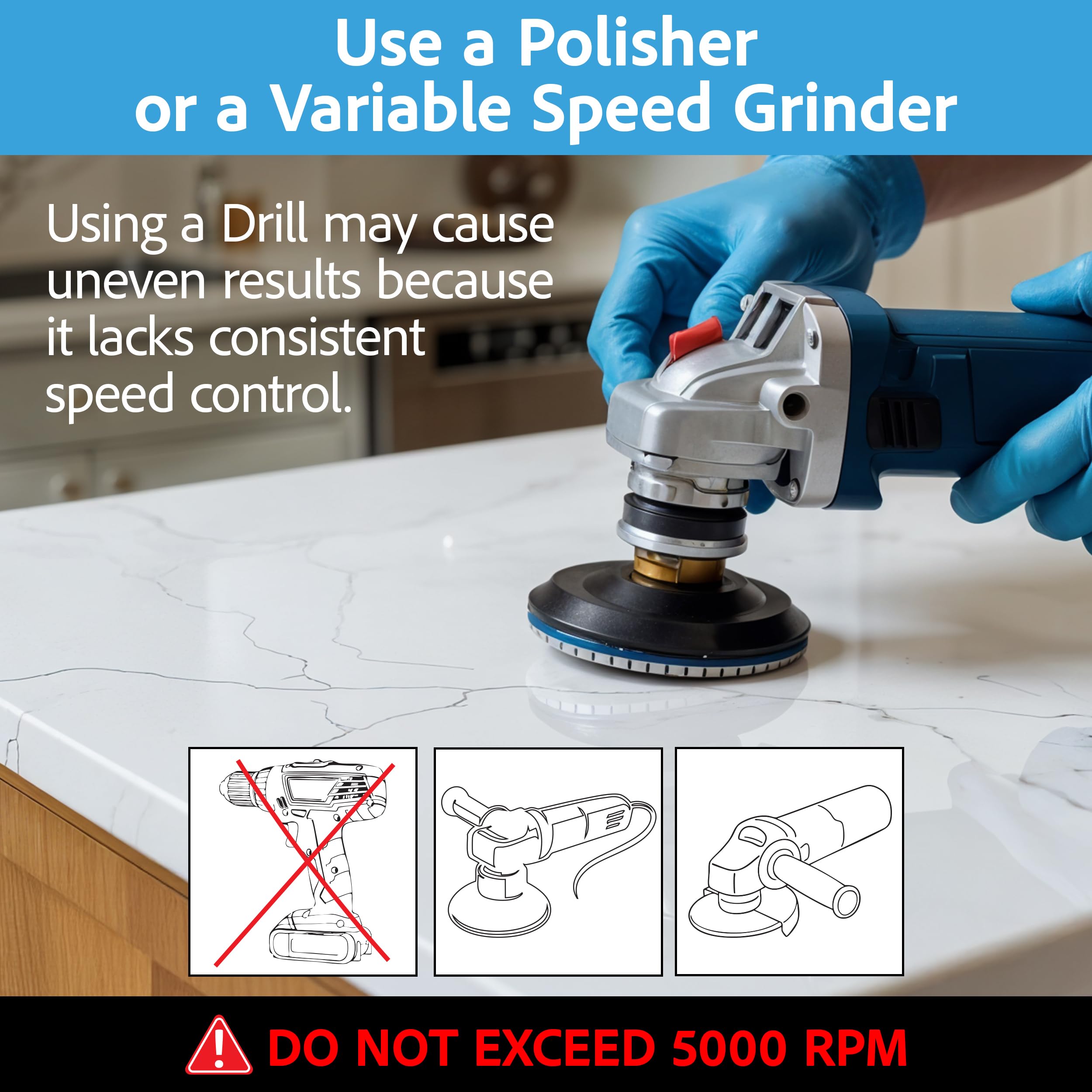 POLISHSURF step-by-step grit progression for polishing.
