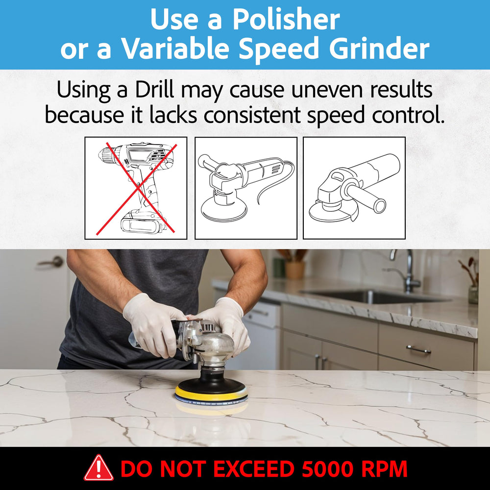 POLISHSURF complete polishing set helps achieve a bright countertop or tile finish.
