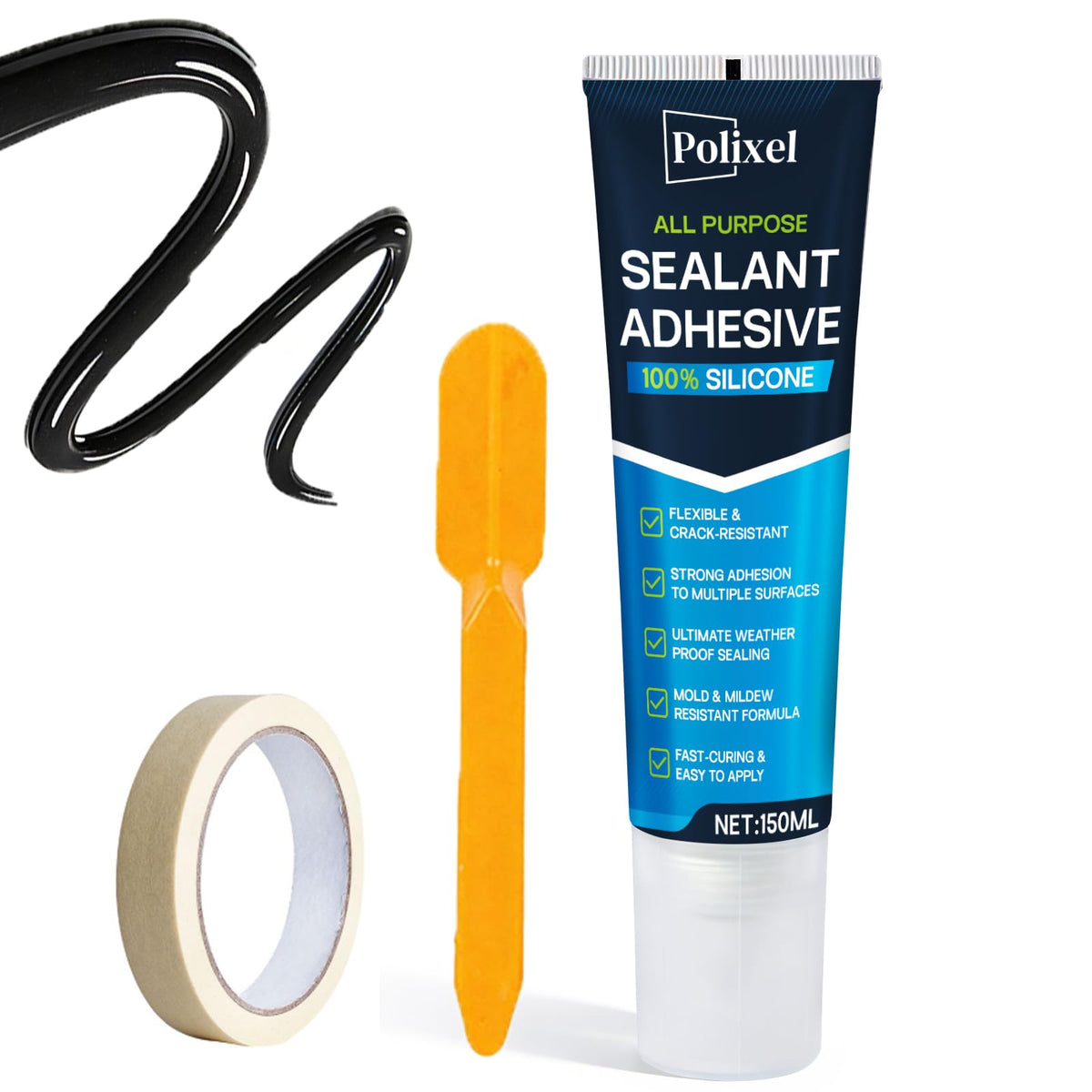 POLIXEL RTV sealant bottle pour for precise, mess-free gap filling.