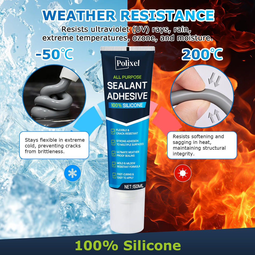 POLIXEL RTV sealant bond surfaces; adheres to glass, ceramic, metal.