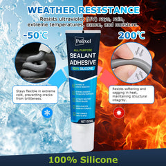 POLIXEL RTV sealant bond surfaces; adheres to glass, ceramic, metal.