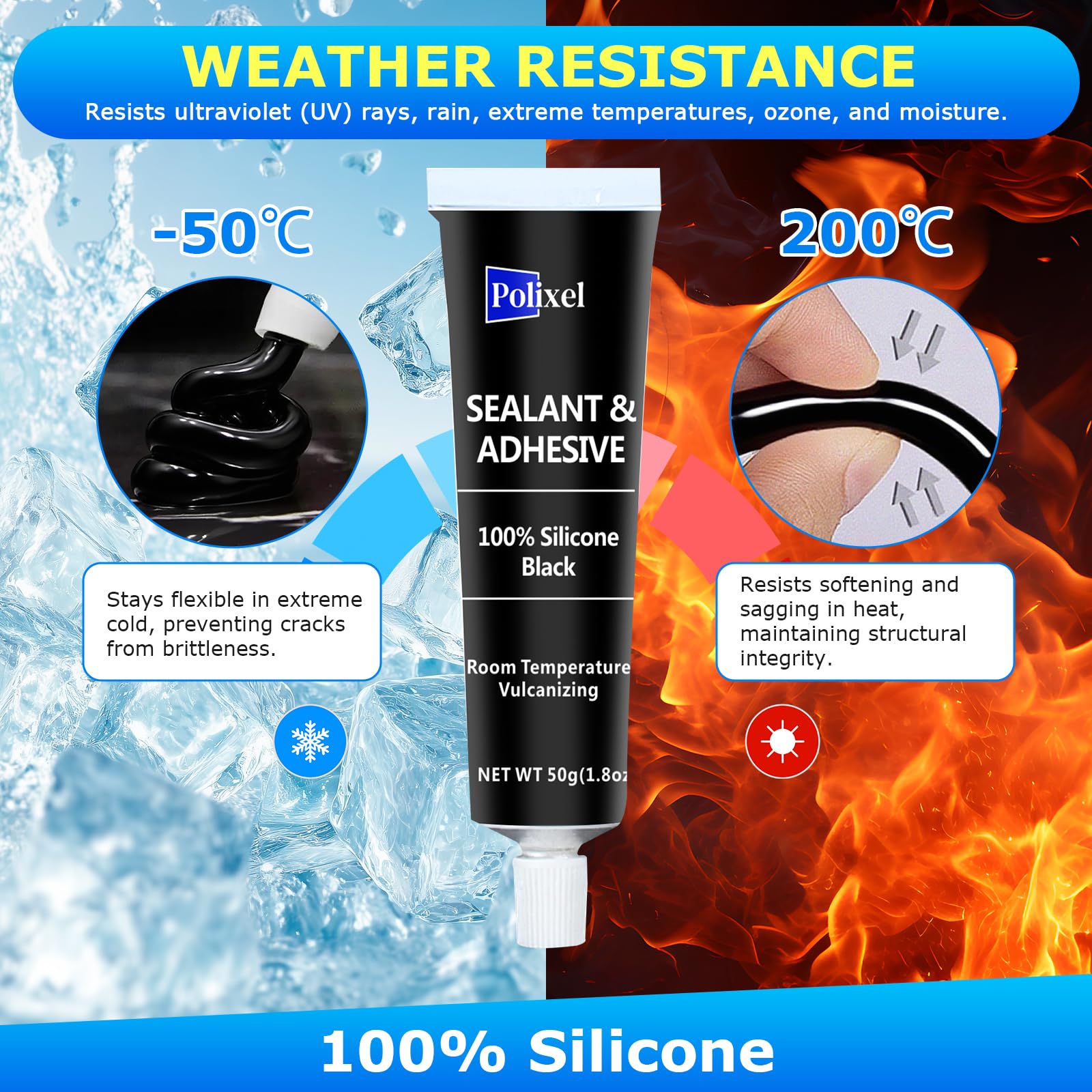 POLIXEL Black RTV on window frame shows weather resistance and durable bond.