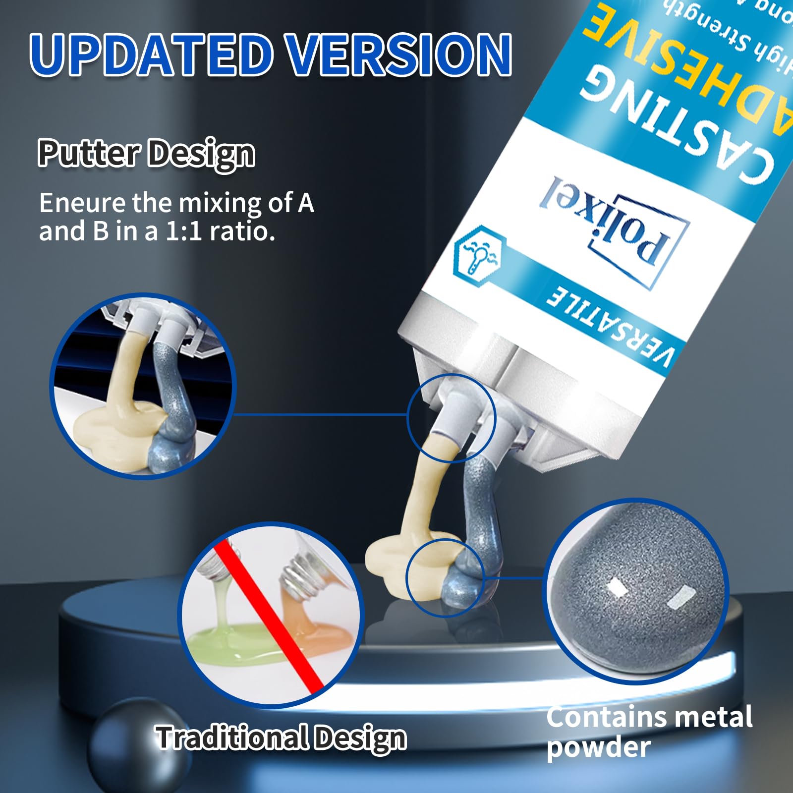 POLIXEL heavy-duty epoxy bond on metal surface demonstrates strong repair capability
