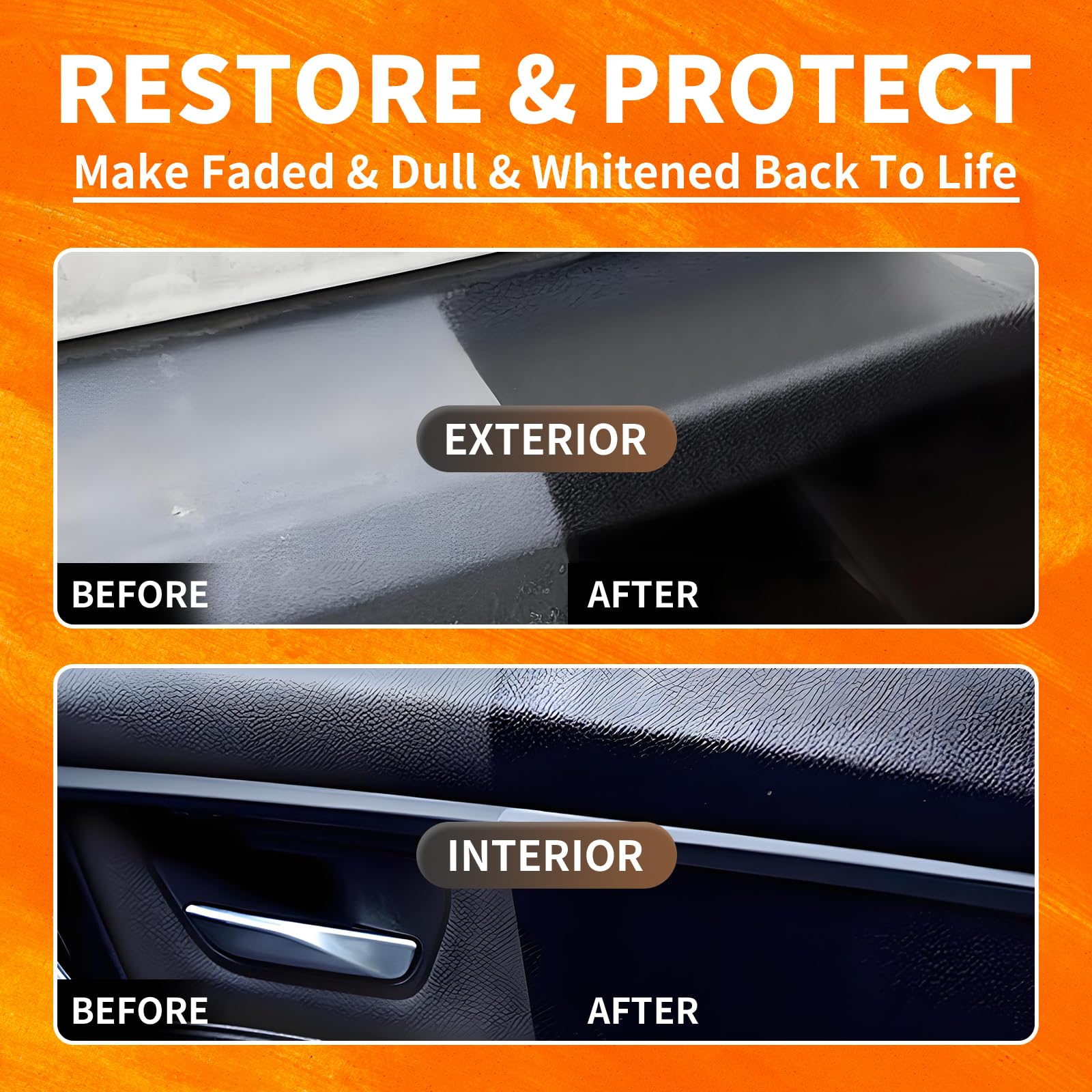 POLIXEL plastic trim shine after application showing showroom gloss