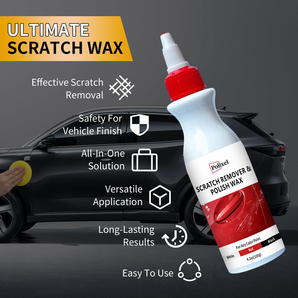 POLIXEL scratch remover being rubbed over a scratch on a car panel