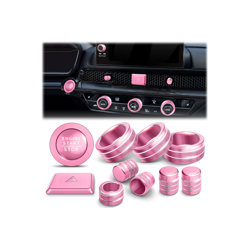 Polodunn knob cover for Honda Civic hazard area with pink finish and protection.