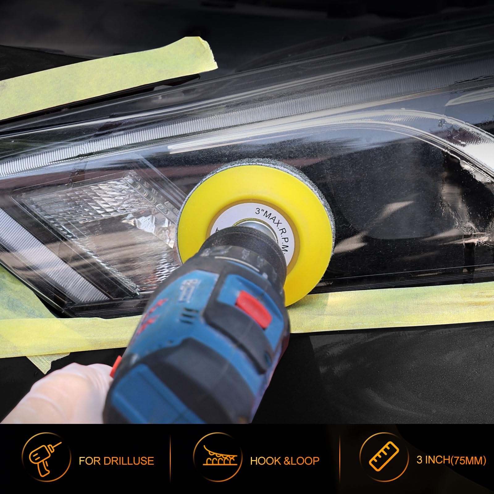 POLIWELL headlight kit 1000 grit discs for smooth sanding preparation