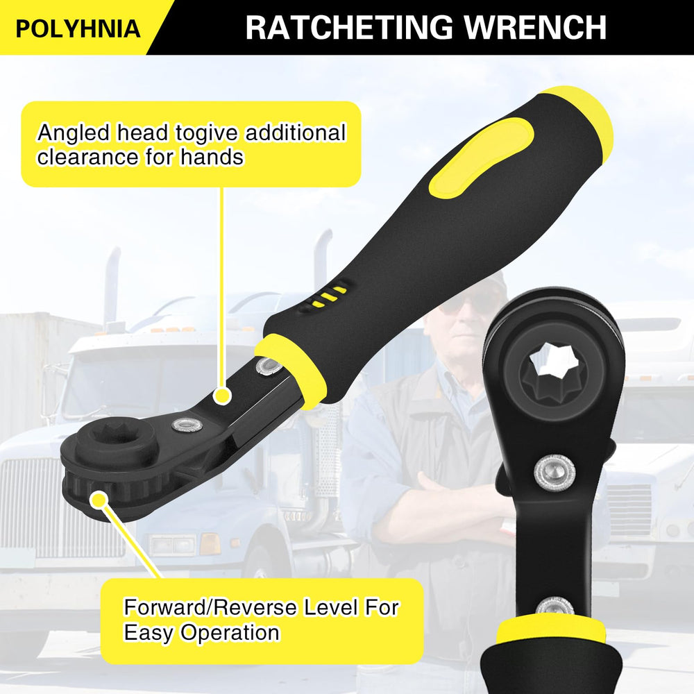 POLYHNIA heavy-duty truck and trailer brake service tools shown for fleet maintenance