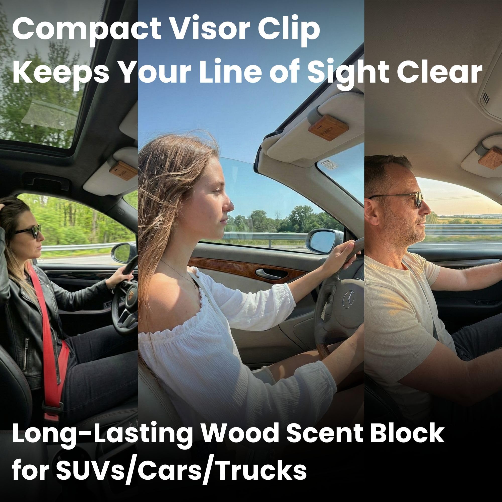 POMOA solid wood no mess diffuser, no liquid spills in hot vehicles.