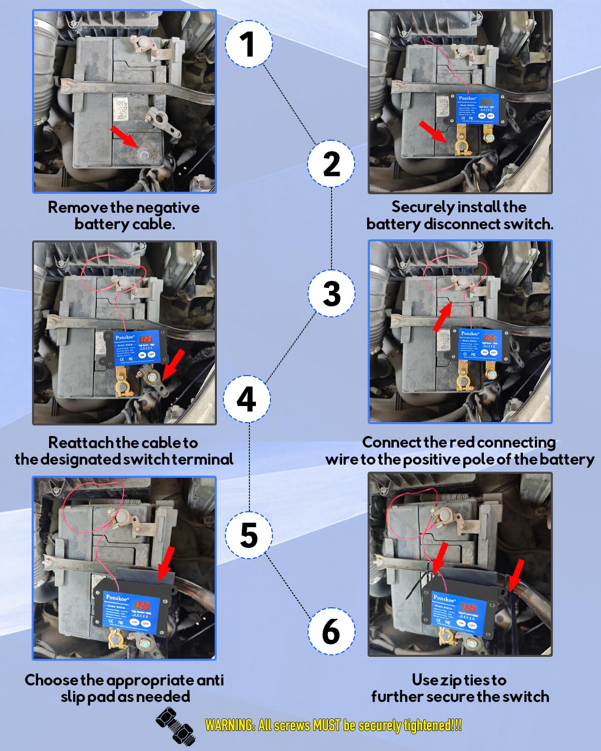Ponzkoe 250A heavy-duty switch suitable for marine, RV, truck applications