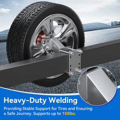 POOWEE trailer spare tire holder attached demonstrates quick, simple mounting.