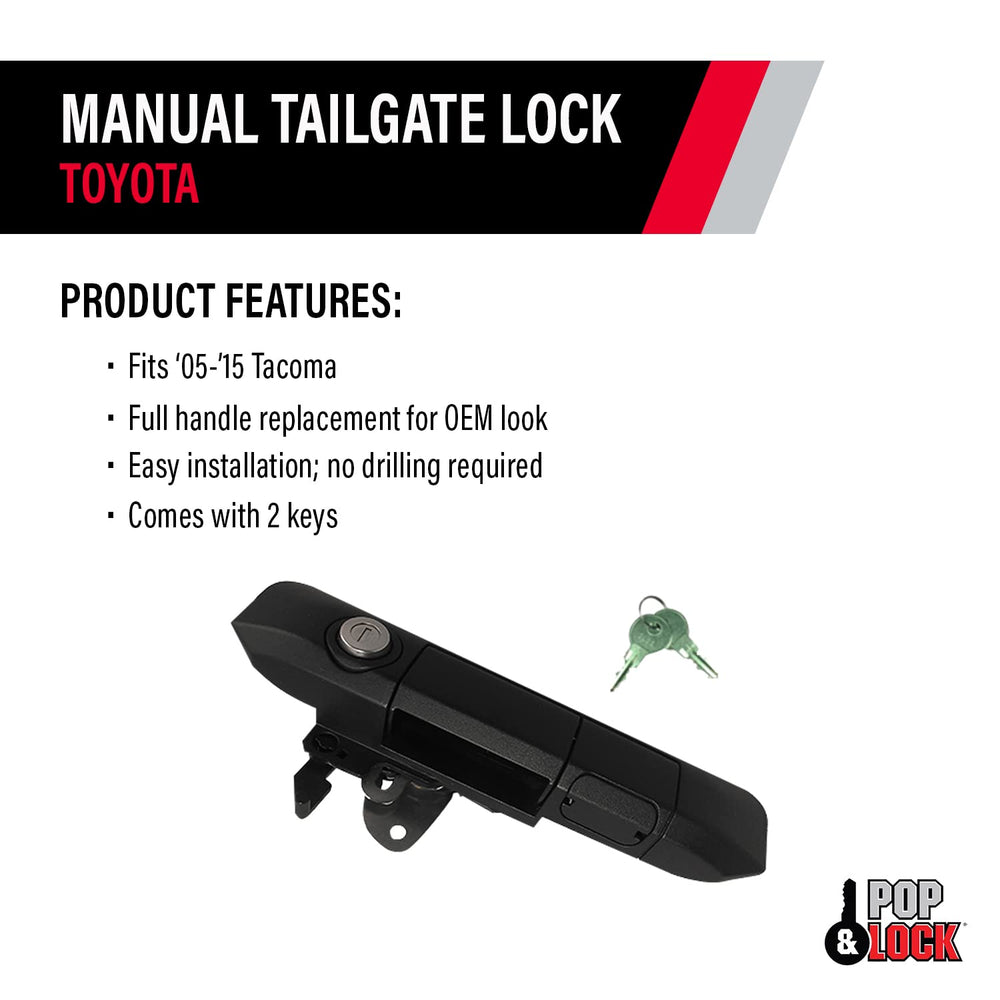 Durable black finish with UV resistance maintains Tacoma tailgate appearance