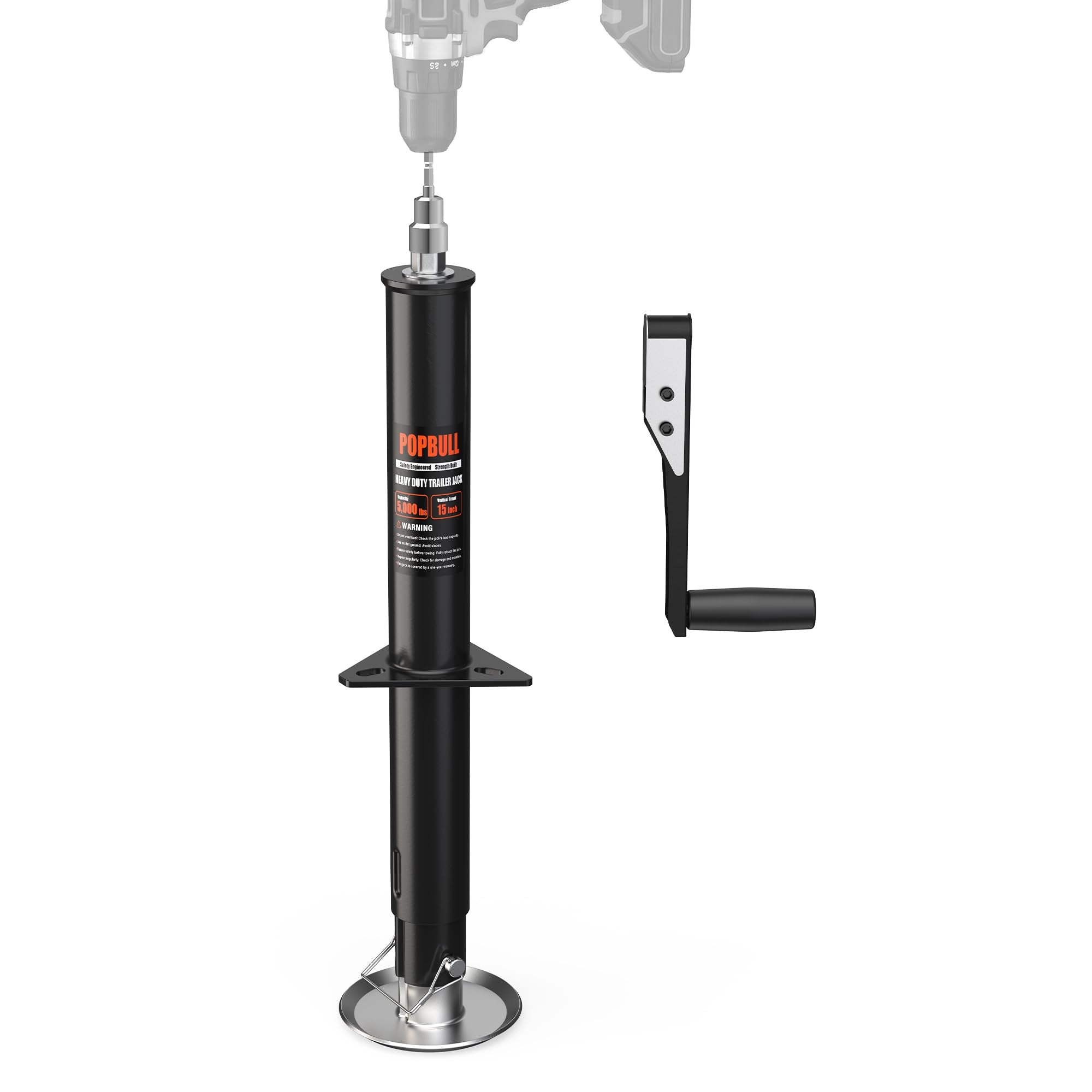POPBULL 5000lbs A-frame trailer jack with 30in lift for versatile leveling.