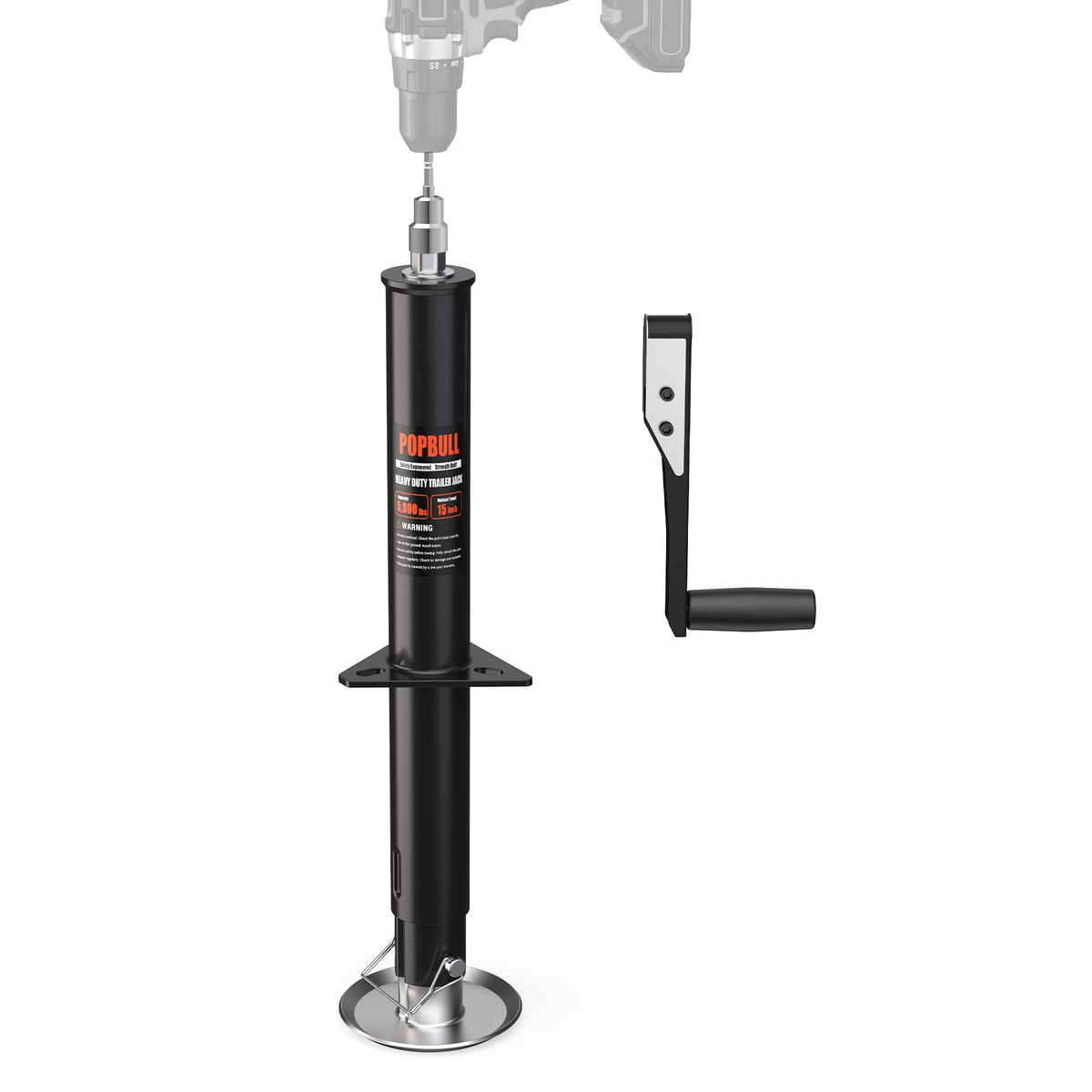 POPBULL 5000lbs A-frame trailer jack with 30in lift for versatile leveling.