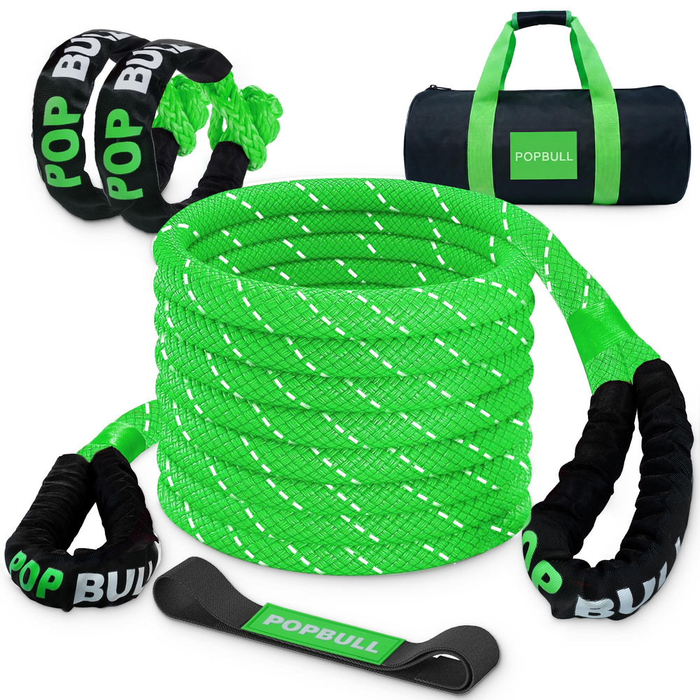 POPBULL kinetic recovery rope 1in x 30ft in action for high‑tension off‑road recoveries.