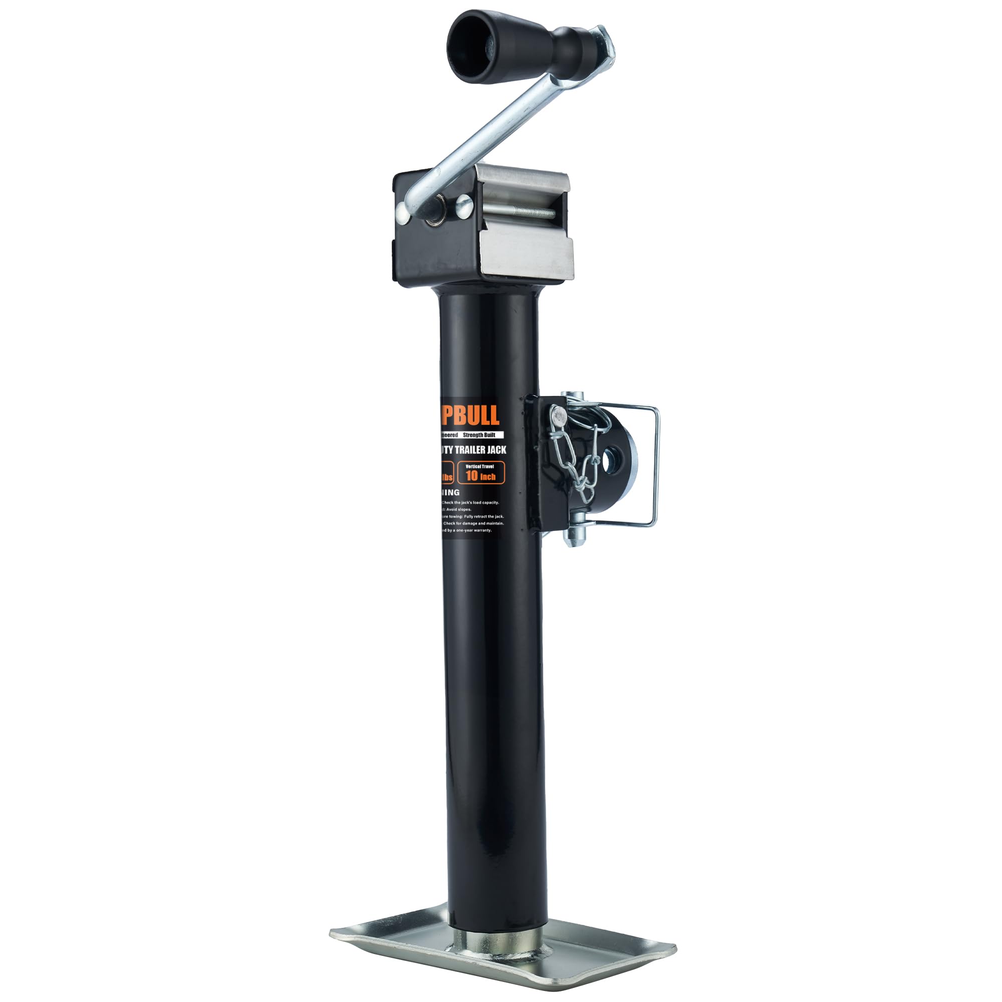 POPBULL trailer jack side view with 5,000 lb capacity for stable towing