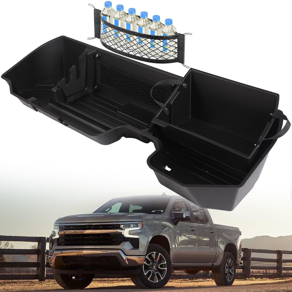 POPSTORE under-seat storage box for Silverado, keeps tools organized and accessible.