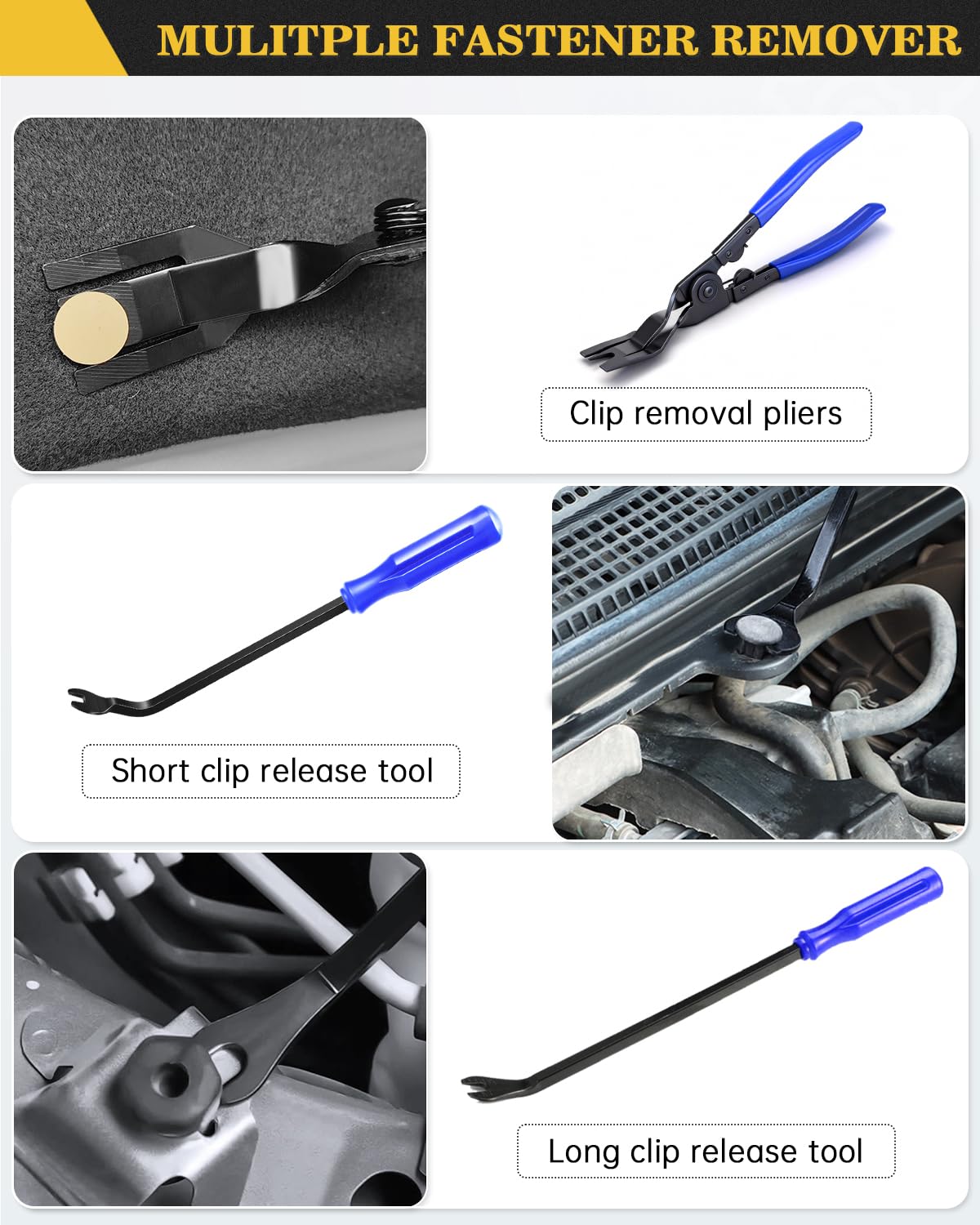 Poraxy clip removal pliers used for retaining pins during panel work.