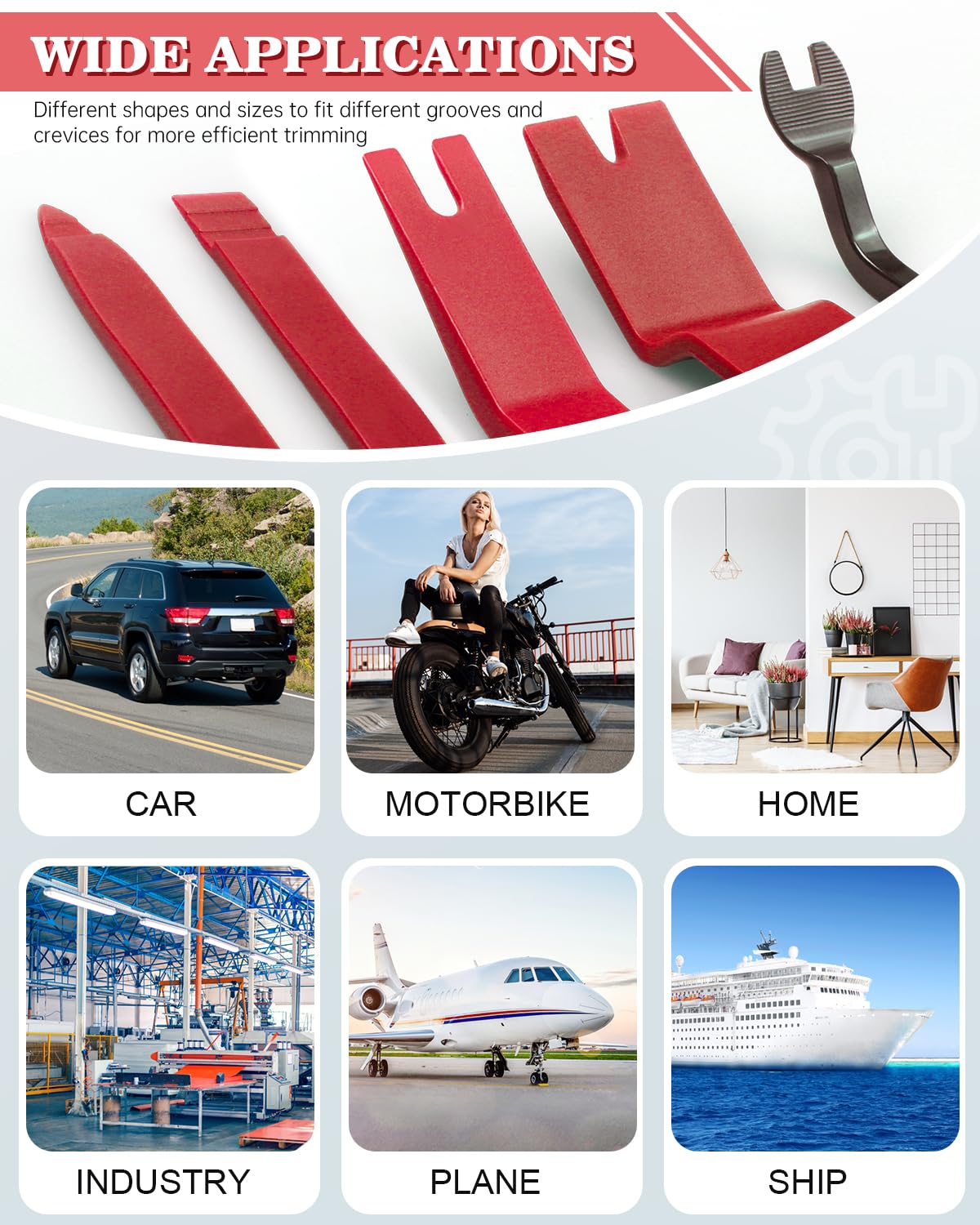 Poraxy interior/exterior trim tools fit tight spaces during installation