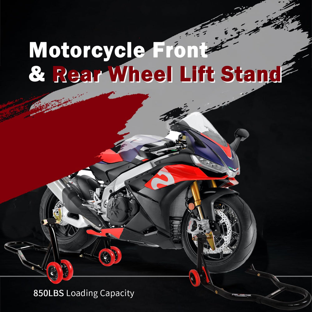 Porotmotor 850lbs motorcycle lift provides sturdy support for heavy bikes.