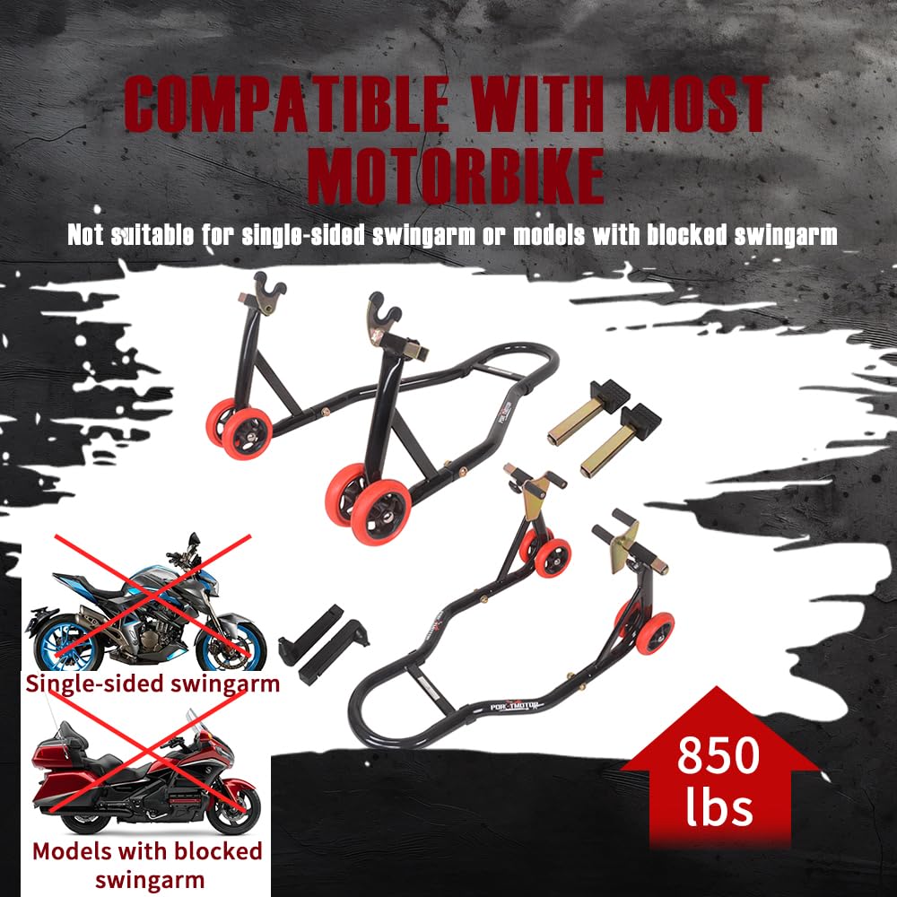 Porotmotor rear stand adjustable from 8.5 to 13.7 inches for many models.