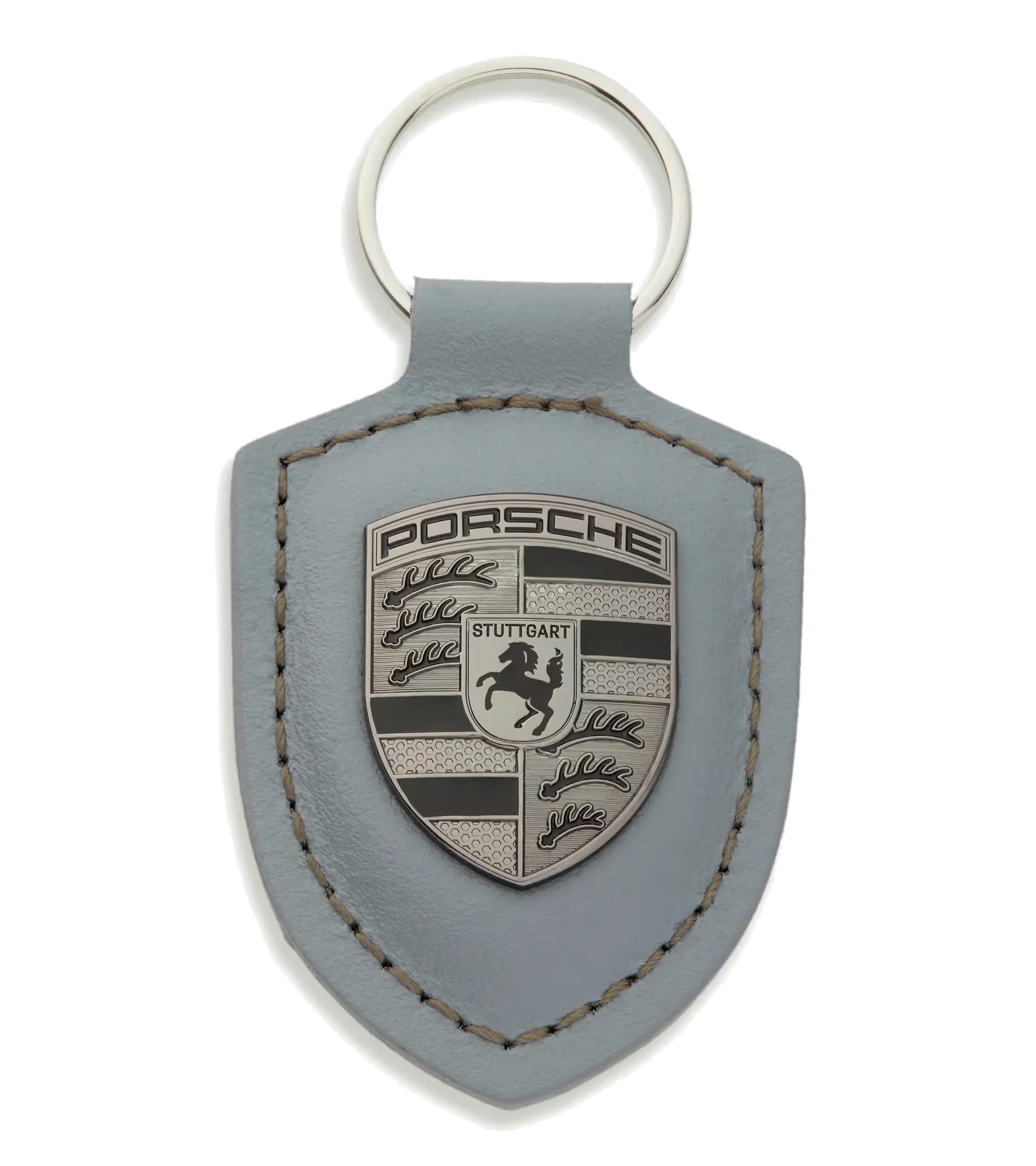 Porsche Turbonite leather gunmetal key ring keeps keys organized with a premium finish