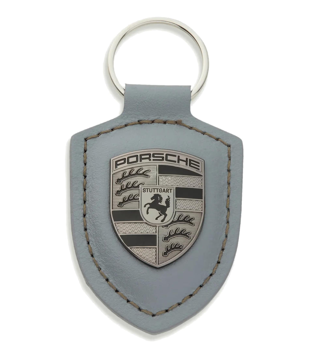Porsche Turbonite leather gunmetal key ring keeps keys organized with a premium finish