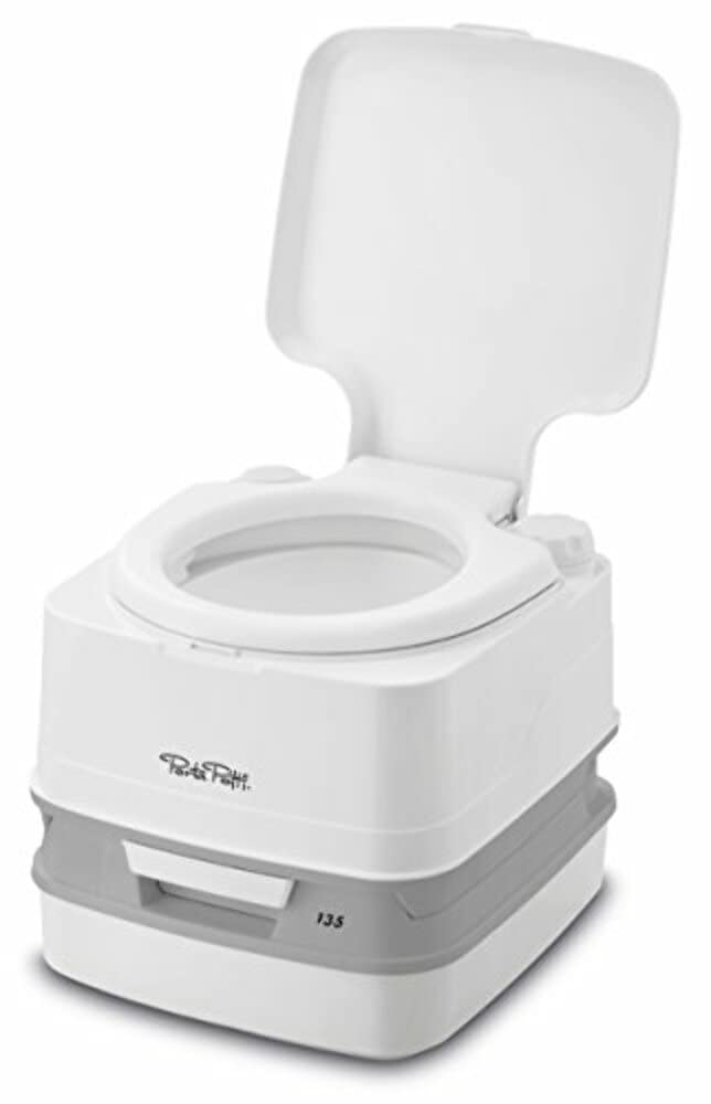 Porta Potti Thetford 135 white compact dimensions fit in small spaces.