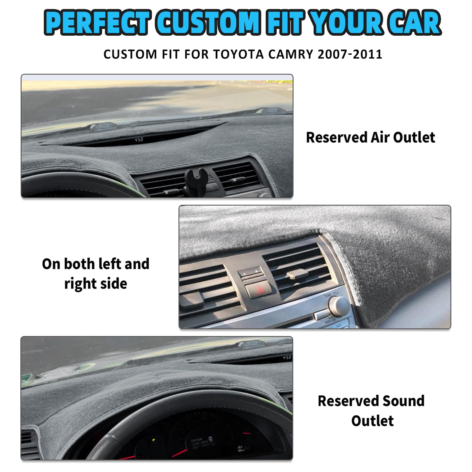 POSAID Camry dash cover protects the dash from sun and heat buildup.