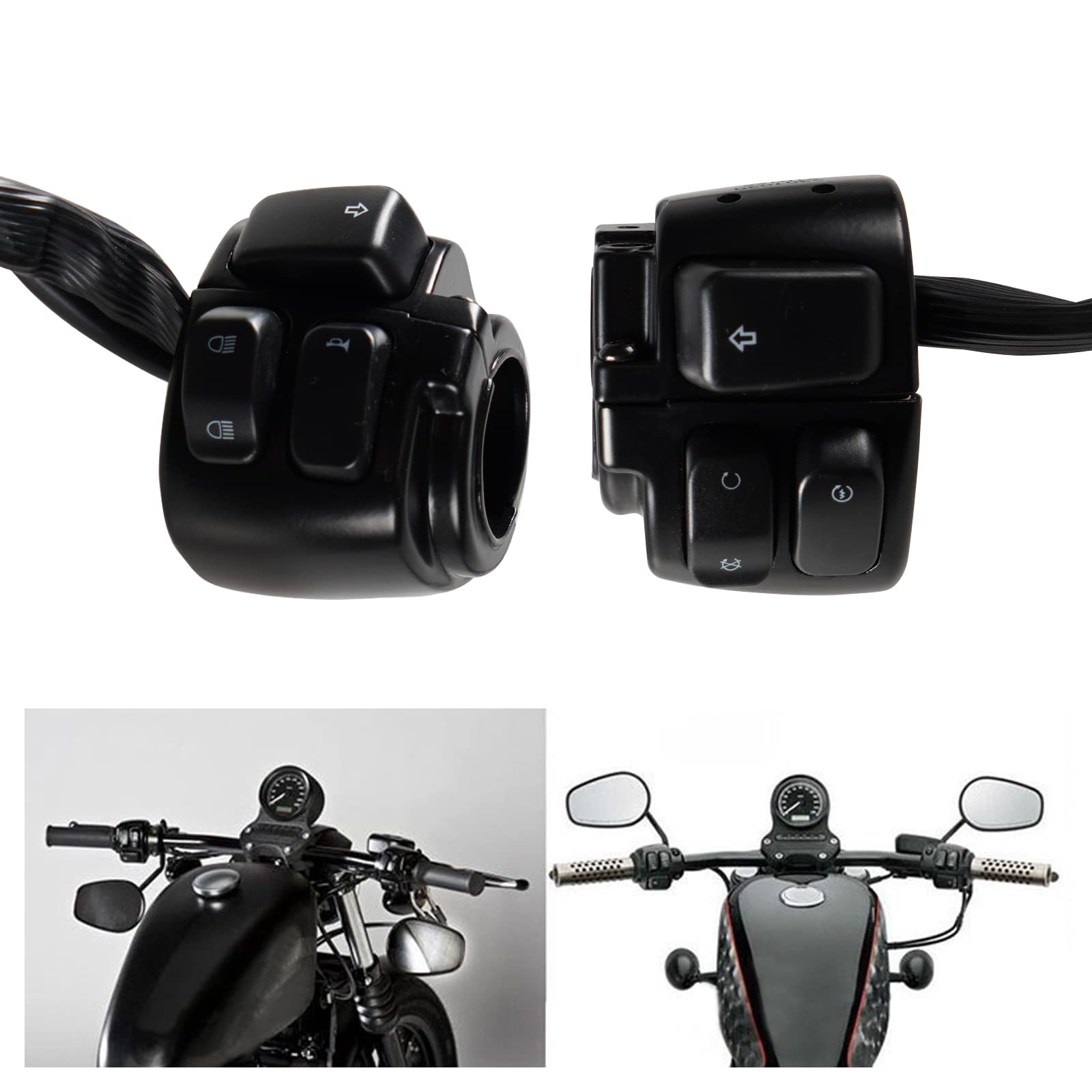 POSENG handlebar switch assembly for Harley, easy upgrade for on-bike control.