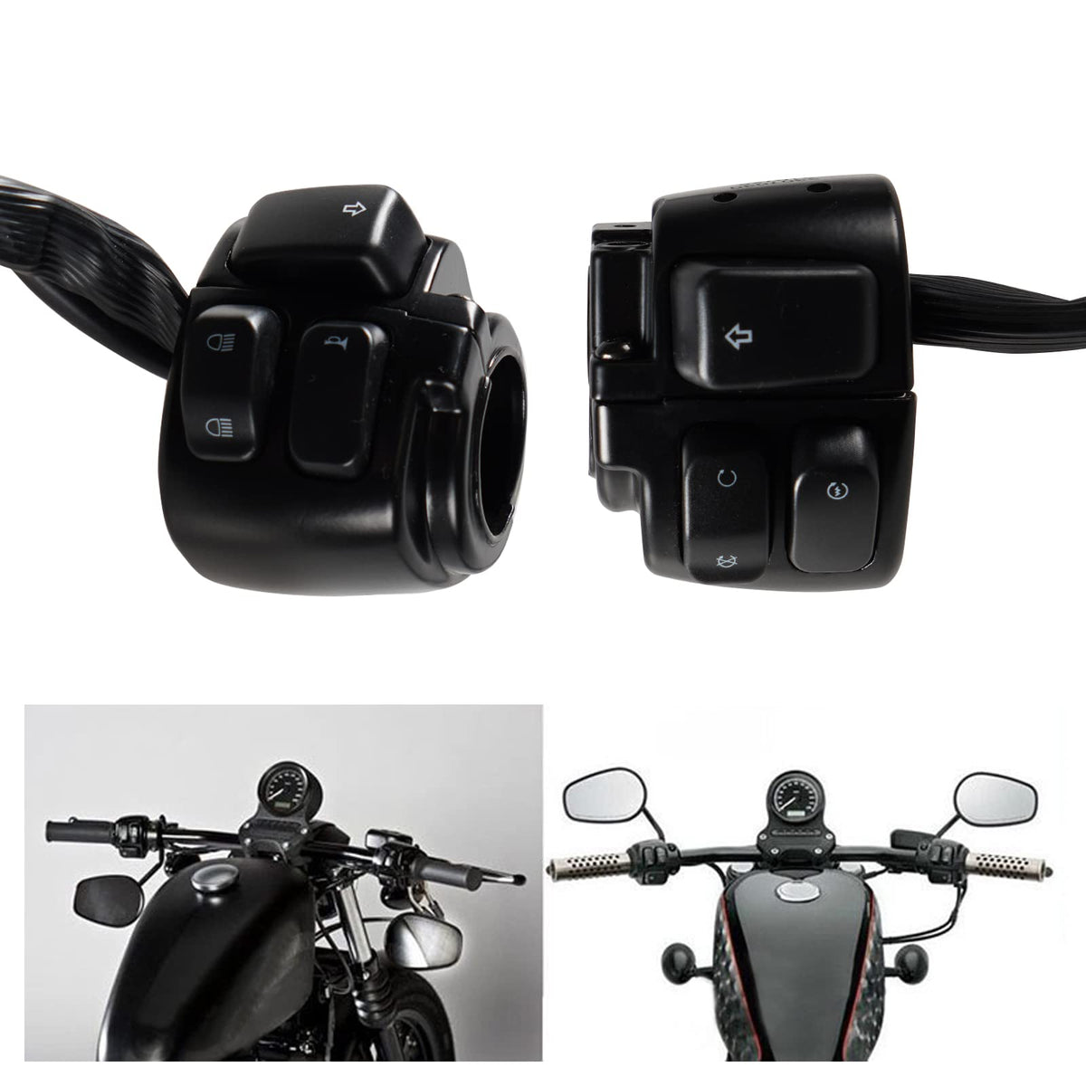 POSENG handlebar switch assembly for Harley, easy upgrade for on-bike control.