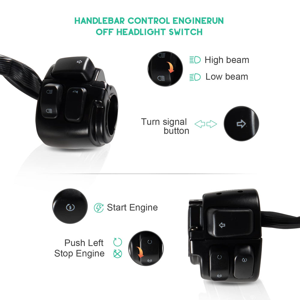 POSENG wiring harness for Harley, designed for 1-inch handlebars.