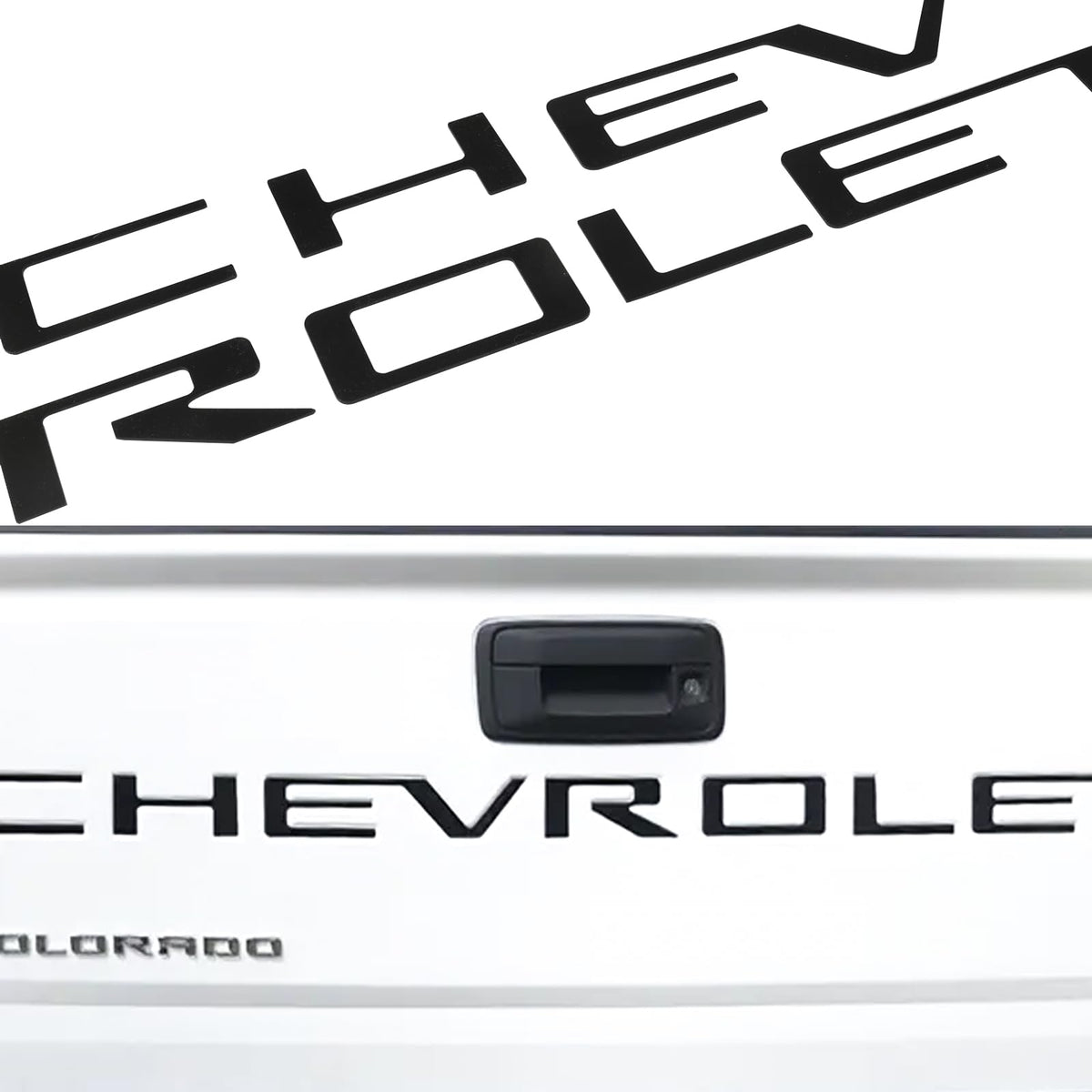 POSPICE tailgate insert front view with durable matte black finish resists rain