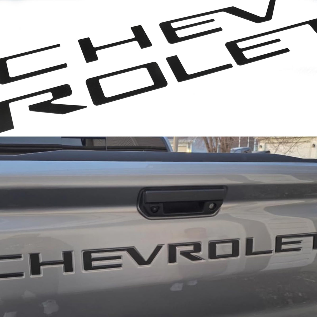 POSPICE tailgate letters for Colorado 3D emblem in matte black, weather resistant and durable.
