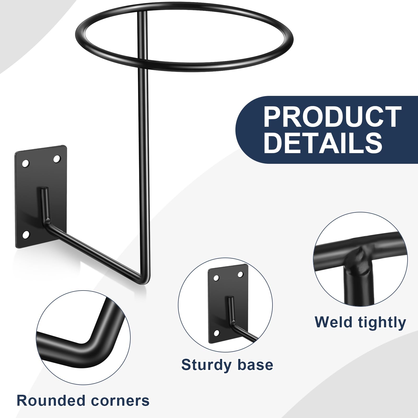 Potchen wall-mounted helmet display keeps helmets and caps within easy reach.