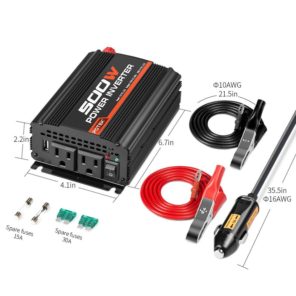 POTEK inverter back panel ports for easy access