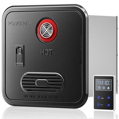 Poukaran 65,000 BTU RV heater with front water outlet for instant hot showers