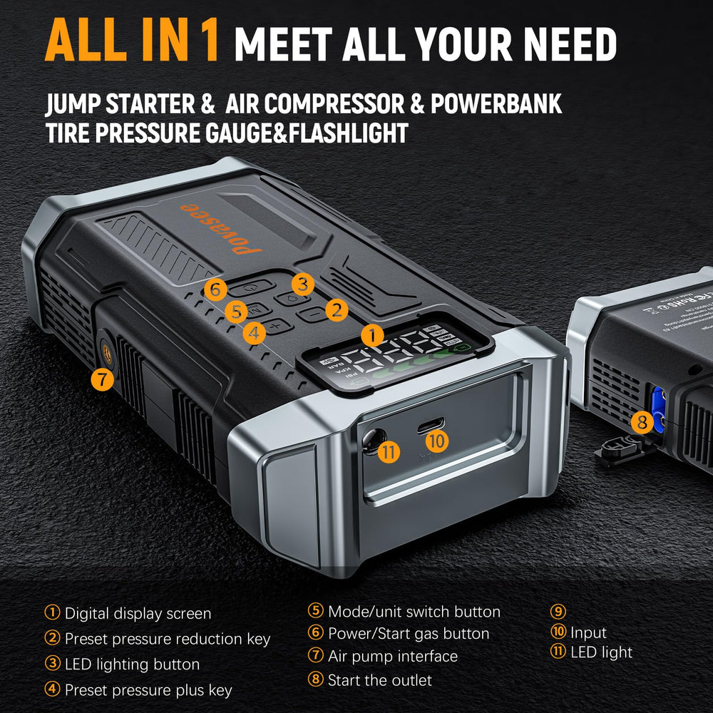 Povasee A6 integrated LED light and SOS indicator for roadside visibility