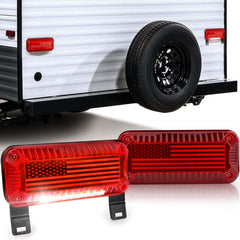 POVTOR RV tail lights with US flag design provide stylish visibility on the road.