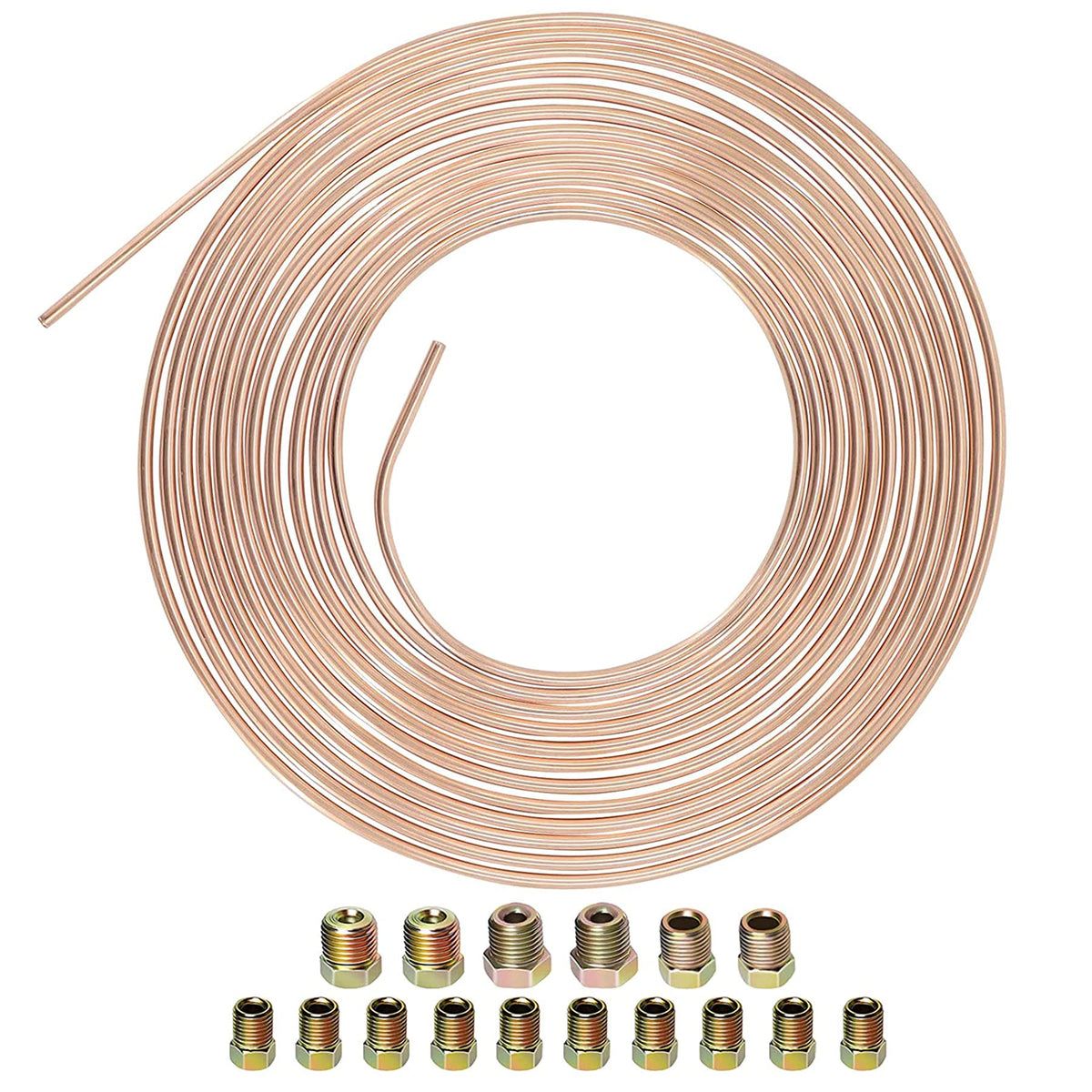 Poweka 25ft brake line coil, flexible copper-nickel tube for easy routing.