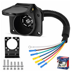 Poweka 7-way trailer connector socket ready for vehicle wiring, versatile towing