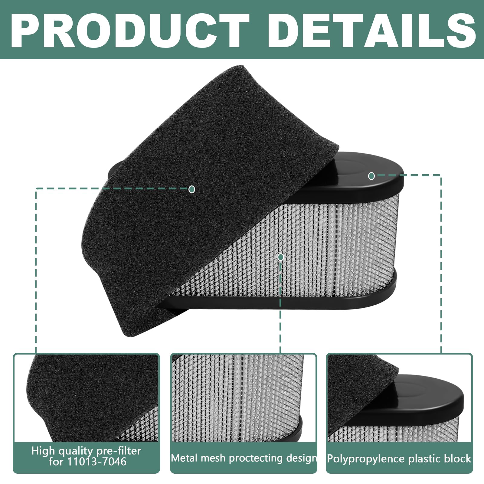 Poweka air filter fits Kawasaki FR FS series with precise dimensions.