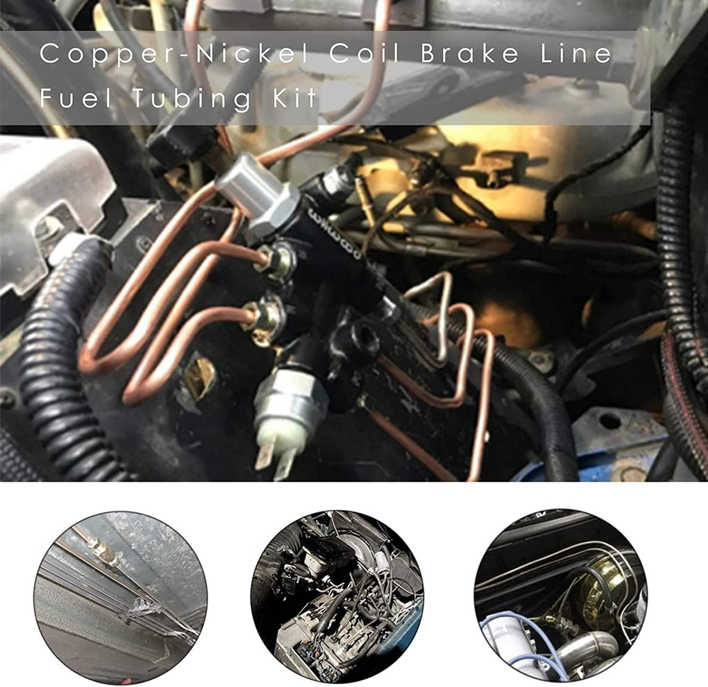Poweka brake line fittings kit with diverse nuts for versatile installations.