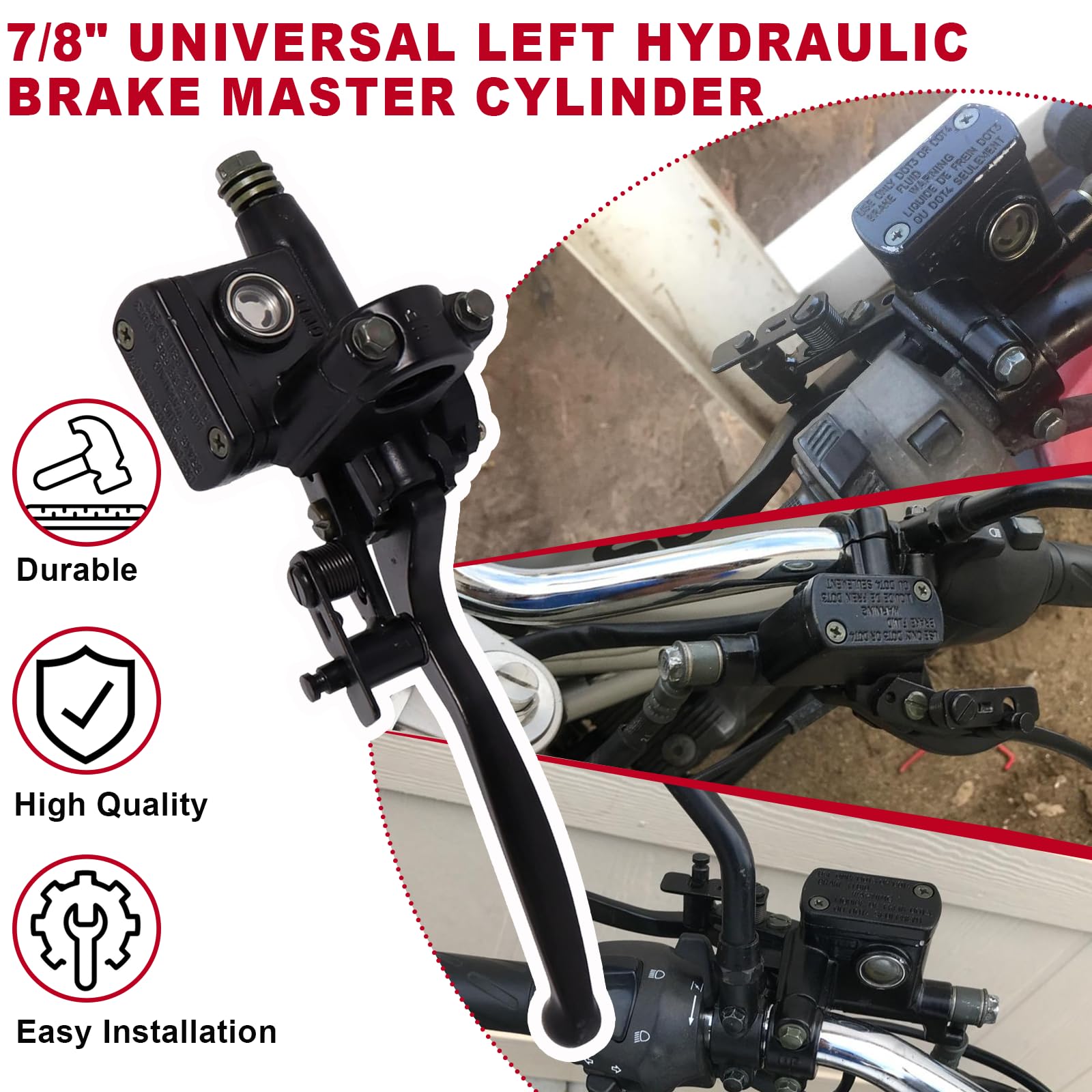 Poweka universal left master cylinder shown with pre threaded mounting hole for easy install