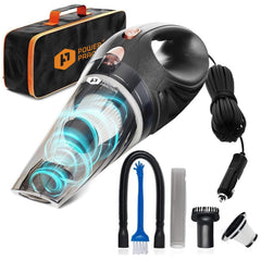 Power Practical THISWORX car vacuum front view shows compact design for quick cleaning