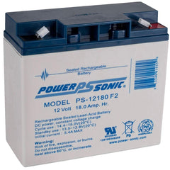 Power Sonic PS-12180 front view battery showing compact, reliable energy storage for equipment.