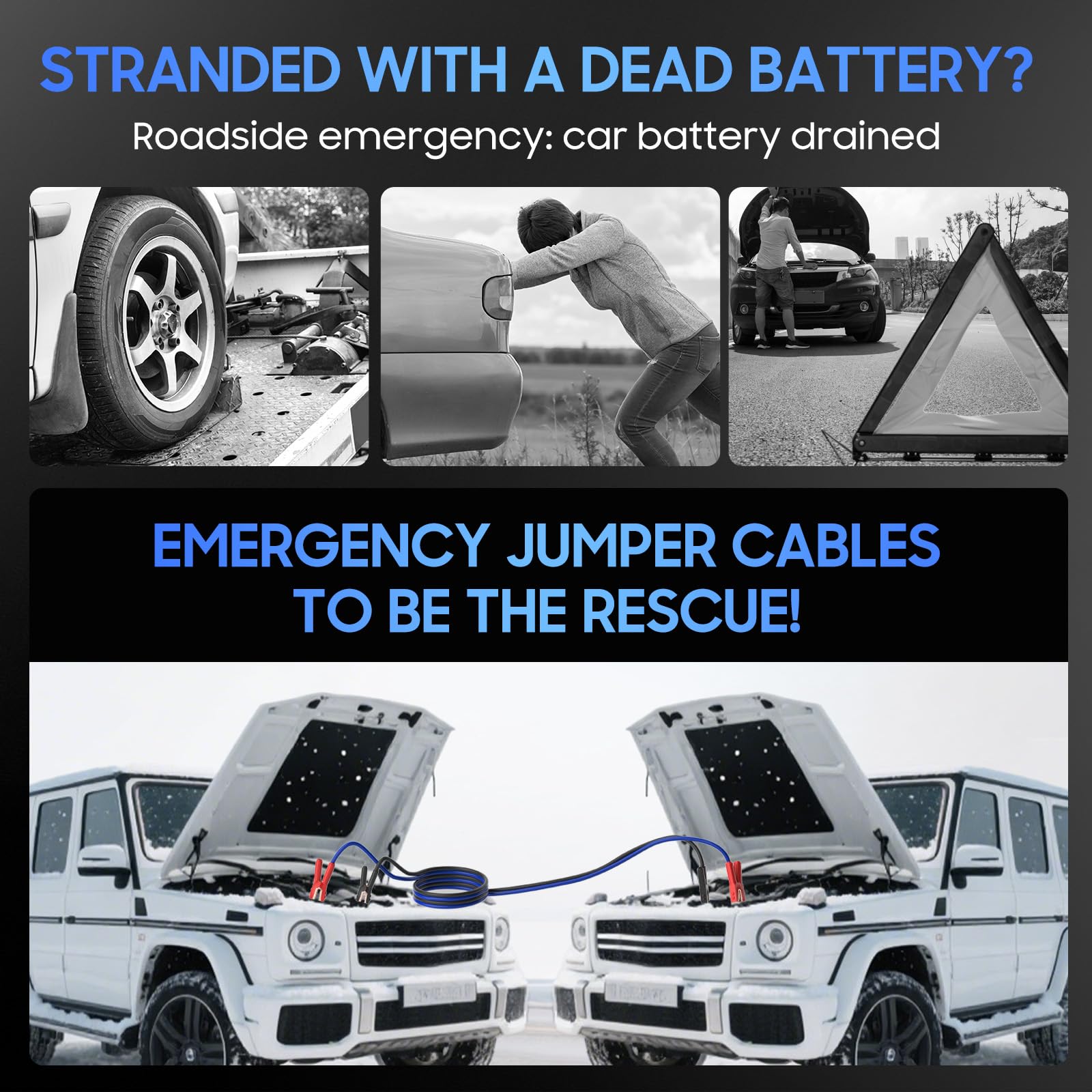 PowerBest jumper cables compatible with 12V and 24V vehicles