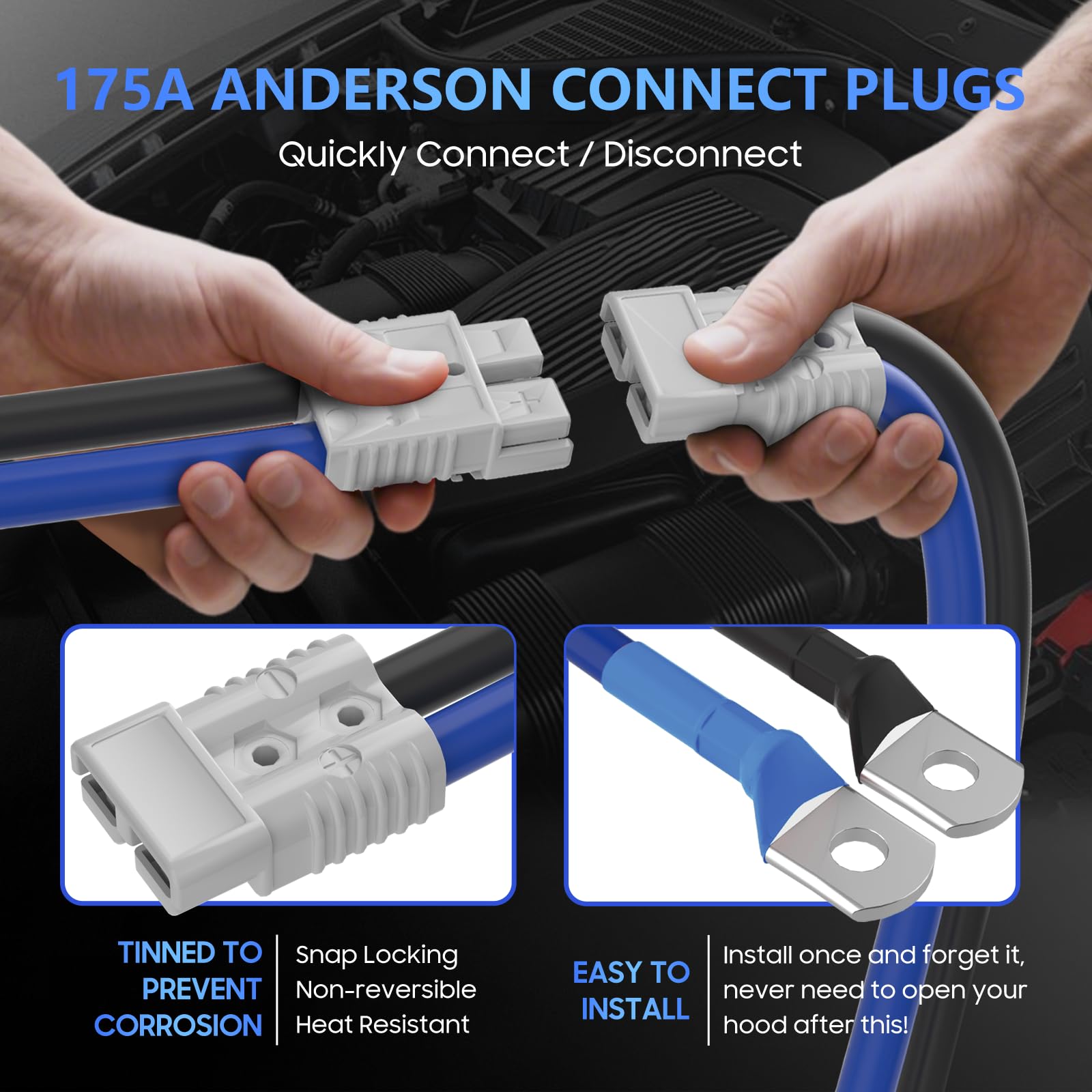 POWERBEST 175A battery quick connect enables instant setup without hood access.