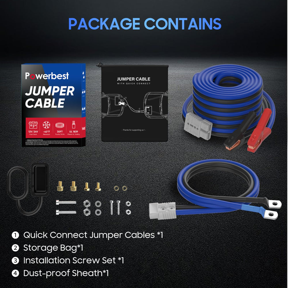 POWERBEST SB350 Gray branding on a durable jumper cable set.