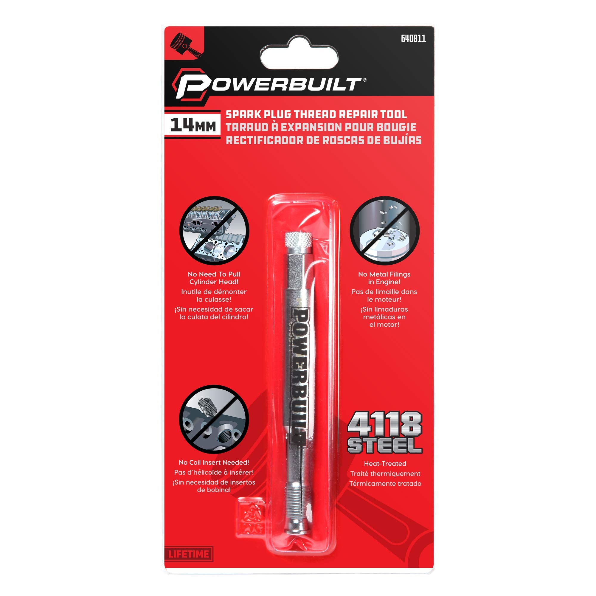 Powerbuilt back-tap in action repairing fouled threads without removing head